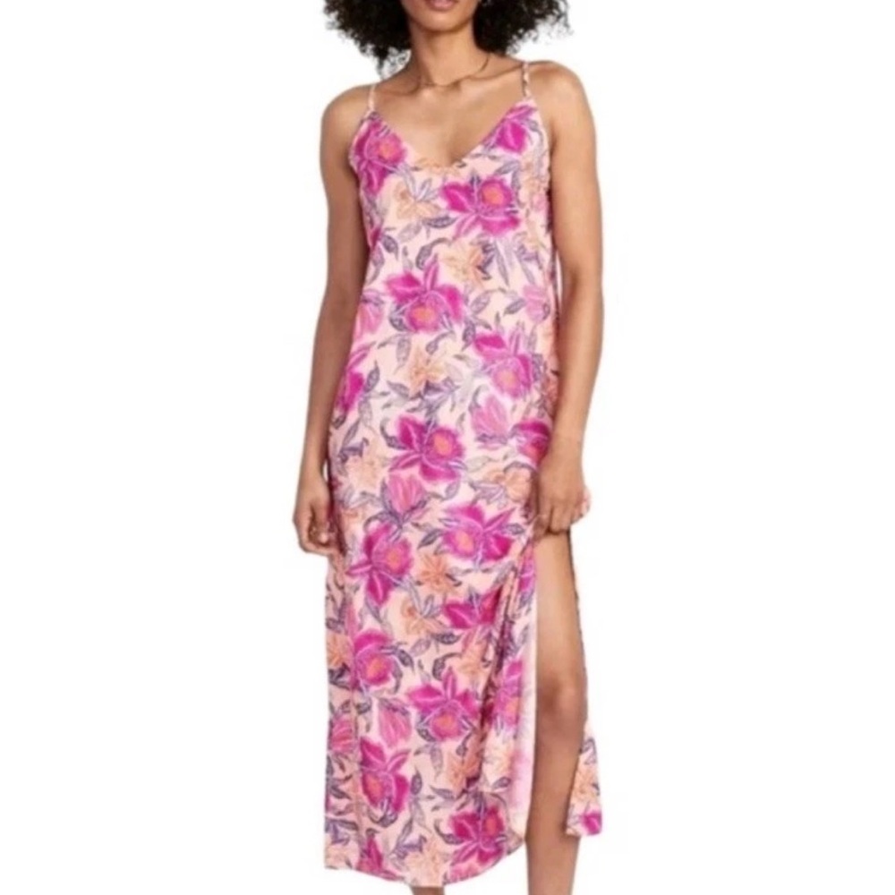 Old Navy Maxi Pink Orange Purple Spaghetti Strap Summer Dress NWT Medium